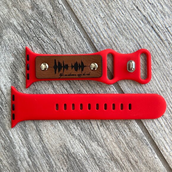 Life's An Adventure, Enjoy The Ride Soundwave Band For Apple Watch 38-42mm - Red - Picture 2 of 3